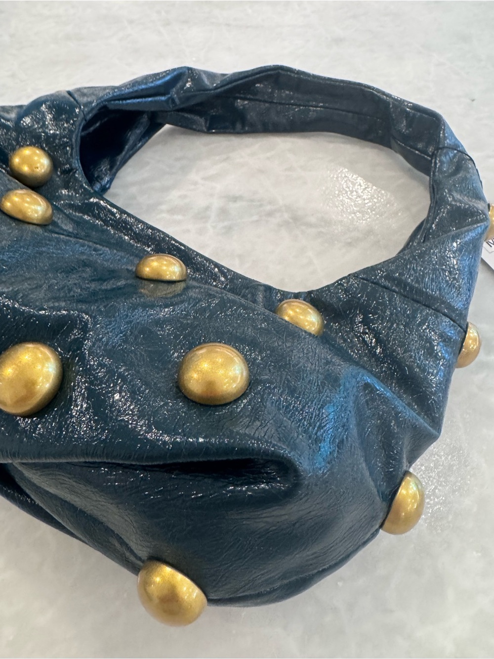 Zara blue  Shoulder Bag with Gold Studs - Picture 4 of 5